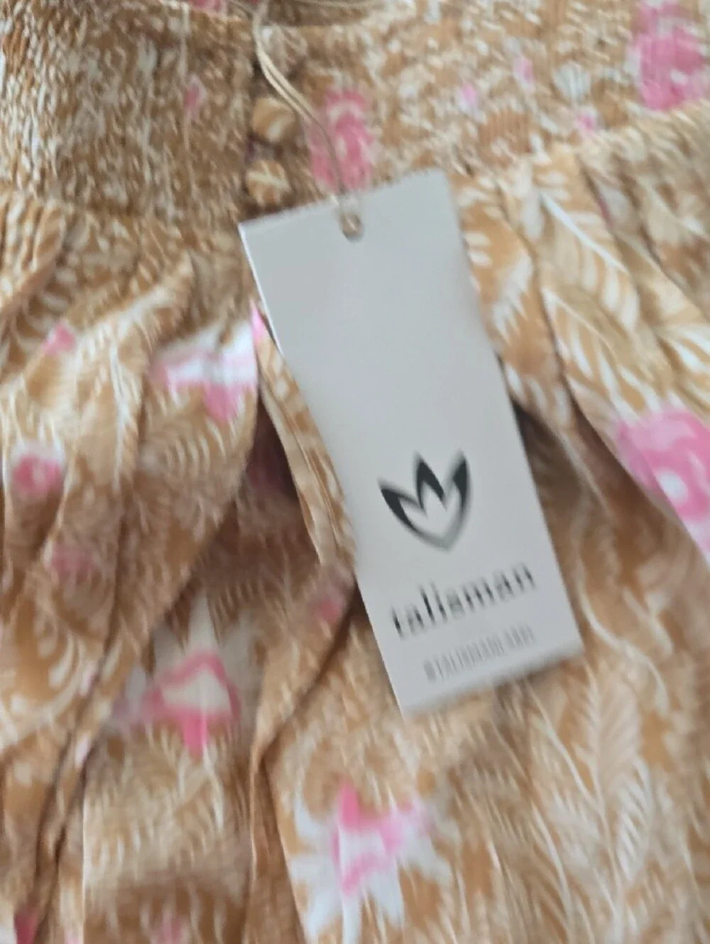 Talisman Pink Floral Tiered Top Brown & Pink Floral Fringe Decor
